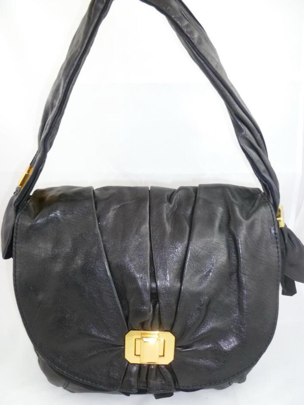 JUICY COUTURE USED/ODOR SOFT BLACK LEATHER HOBO/SHOULDER FLAP BAG/PURSE